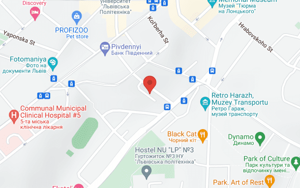 Карта Google з позначкою місця розташування виробництва
